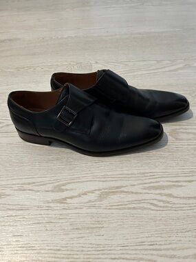 Classic Black Leather Monk Strap Dress Shoes - Men